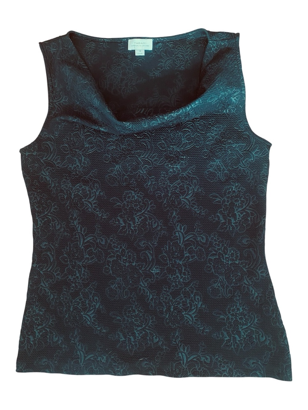 Tahari Arthur S. Levine Floral Jacquard Cowl Neck Sleeveless Top M